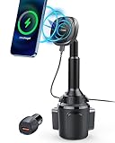 OQTIQ for MagSafe Cup Holder Wireless Car Charger Mount Magnetic Phone Charger Mount Heat-Dissipating System Fast Charging Phone Holder for iPhone 17 16 15 14 13 12, with QC 3.0 Adapter