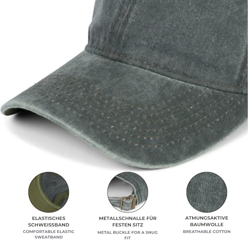 styleBREAKER Unisex Baseball Cap Vintage Look verstellbar 6-Panel Cappy in Washed Optik mit gebogenem Schirm Baumwolle Retro Cap Damen und Herren, Farbe:Orange