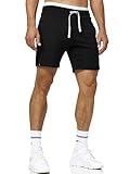 Indicode Herren Aldrich Sweatshorts mit Kordelzug | Herrenshorts Sportshorts für Männer Black M