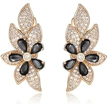 XUPING Crystal Flower Stud Earrings 18k Gold Plated Cubic Zirconia Hypoallergenic Floral Jewelry For Women