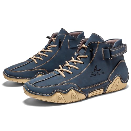 Men's Chukka Boots Non Slip Ankle Boots Leather Casual Boots for Men Slip on Lightweight Loafers Walking Driving Shoes3