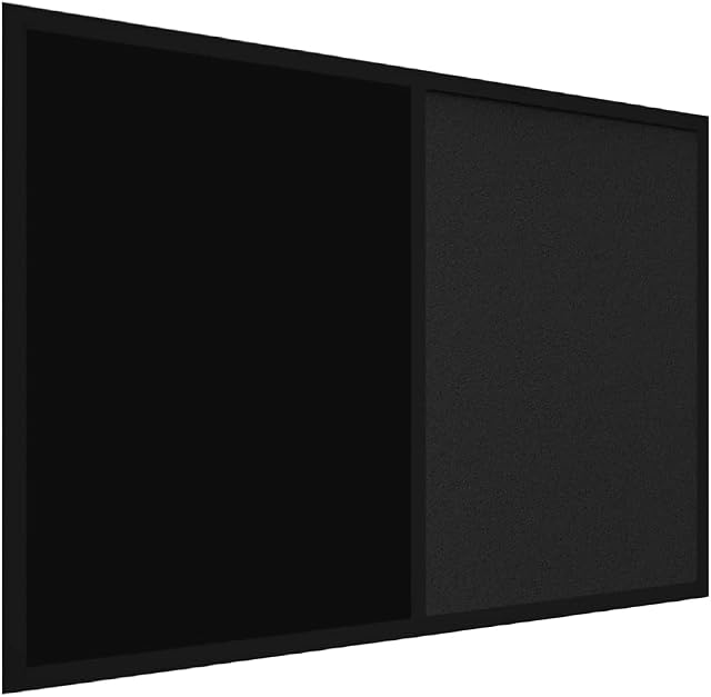 ALLboards Combination Board 2 in 1 Chalkboard & Cork Board with 60x40cm Black Cork and Black Chalkboard Combii Board with Varnished Black Frame