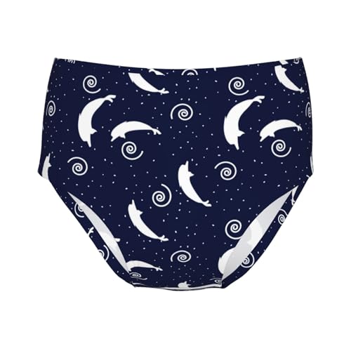 Dolphins Silhouettes Girls' Underwear Soft Cotton Little Girls Panties Comfort Briefs