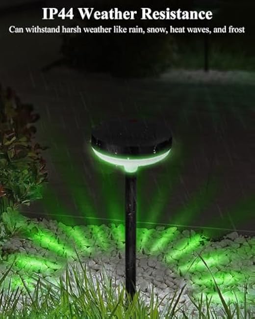 Solar Pathway Outdoor Lights 6 Pack, Landscape Decorative Lighting Warm White + RGB Color Changing LED Waterproof Light for Garden, Patio, Outside Walkway, Driveway, Lawn