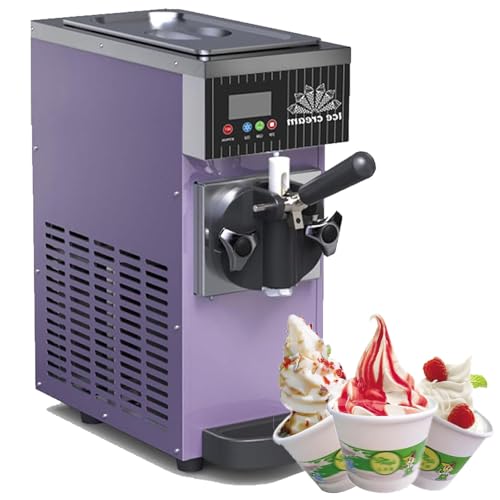 Luzphened Macchina per Gelato Commerciale 4-5 L/h 450W, Macchina Gelato Soft Professionale Tramoggia Pulizia Automatica, per Yogurt caffè Snack-Bar Ristorante Supermercato Purple