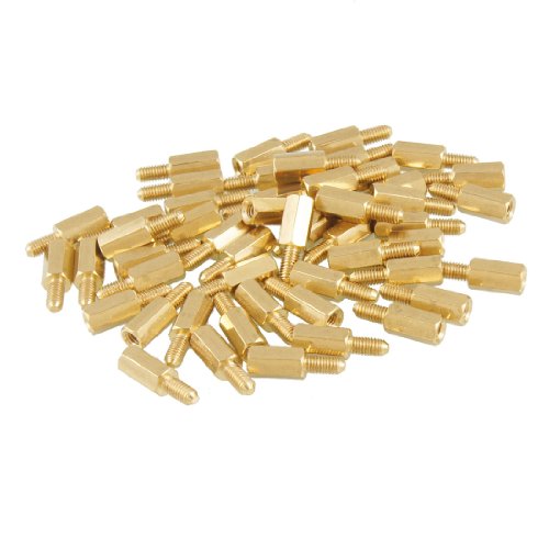 Uxcell a12092200ux0090 50 Pcs Brass Screw Thread PCB Stand-Off Spacer M3 Male x M3 Female 6mm (Pack of 50)