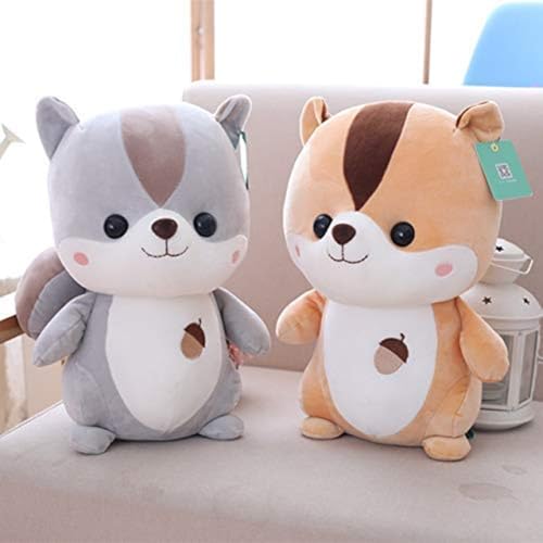 Image of Chubby Brown Squirrel Soft Toy, Set of 2 Cute Chipmunk Plush Teddy Stuffed Animal for Girls, Boys Kids, Birthday Gift, Nursery, Room Decor - 25 cm