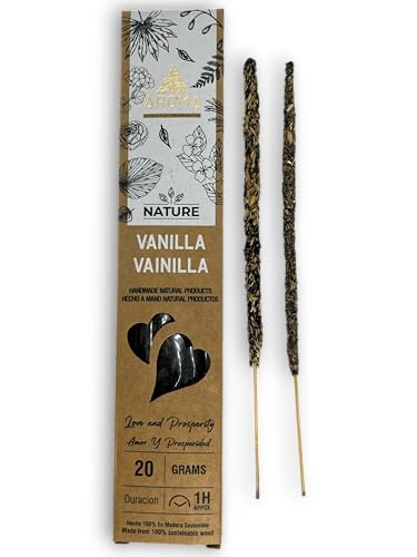 HOSTENATURA Incienso Orgánico Natural Aroma Nature - Hecho a Mano - Sin Productos tóxicos - Sin crueldad Animal (Vainilla)