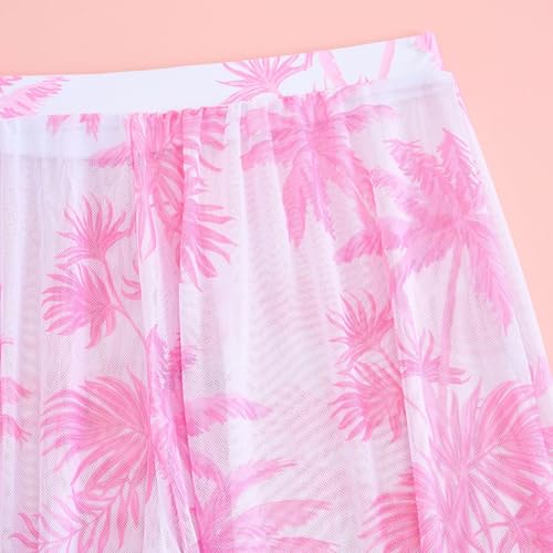 Hotfiary Girls 4 Piece Swimsuits Tropical Print Halter Bikini Set with Kimono & Cover Up Pants Bathing Suit Hawaiian Swimwear3