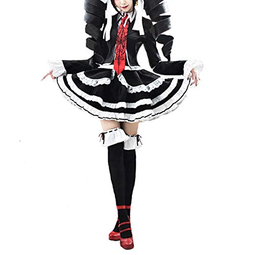 Nuoqi Celestia Ludenberg Cosplay Outfit for Dangan Ronpa Womens Vintage Punk Gothic Lolita Dress Halloween Costume M Black