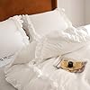 Jolusere White Ruffle Duvet Cover Queen Girls Shabby Chic Farmhouse Bedding Set 3Pcs 100% Washed Microfiber Duvet Cover Set Boho Vintage Ruffled Bedding with Zipper Closure & Corner Ties,2 Pillowcases #3