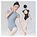 BNDDZBN Ballet Leotard Women Ballet Leotards With Zipper Lace Splice Gymnastic Dance Leotard Adult Short Sleeves Ballet Bodysuit Dance Costumes(Black,2XL height 175-180cm)