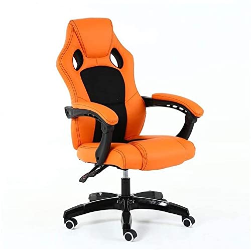 High-Back Pu Leather Gaming Desk Chair Reclining Ergonomic Computer Desk Chair with Armrests Adjustable Height :18-20 in Orange Black (Color : All Black) (Orange Black)