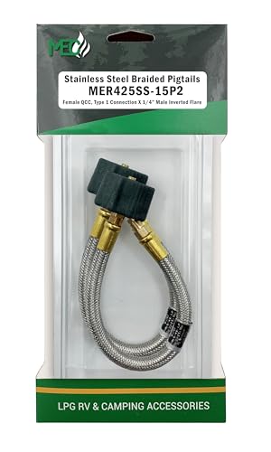 Marshall Excelsior MER425SS-15P2 - Coleta térmica, 1/4 Pulgadas Invertida X QCC con Manguera Trenzada de Acero Inoxidable - 15 Pulgadas, Paquete de 2