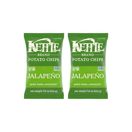 Image of Kettle Brand Jalapeno Kettle Potato Chips,Gluten-Free,Non-GMO,7.5 oz Bag,(Pack of 2)