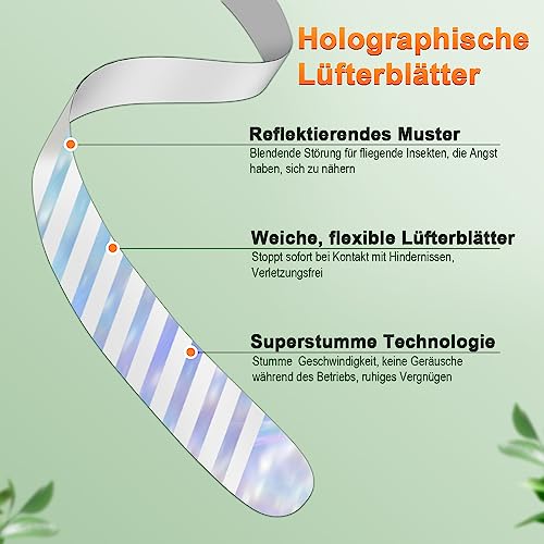 Fliegenwedler, 4 Stück Fliegenabwehr für Den Tisch, Faltbar und Aufhängbar Insektenschutz für Lebensmittel, Insektenschutzventilator mit holografischen Flügeln für den Außen- oder Innentischgebrauch