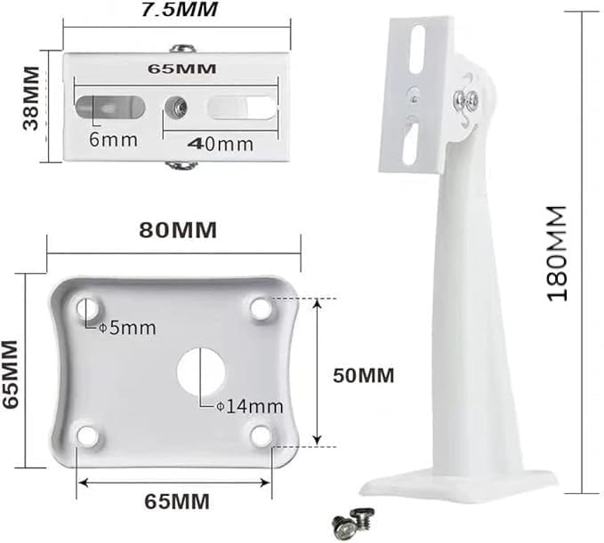 Image of CCTV Camera Stand Wall Mount, 18 cm / 7 Inch, Heavy Duty Metal Bracket for Security & Bullet Cameras, Adjustable 90 Tilt, Universal Indoor Outdoor Use, Rust-Resistant - Pack of 2