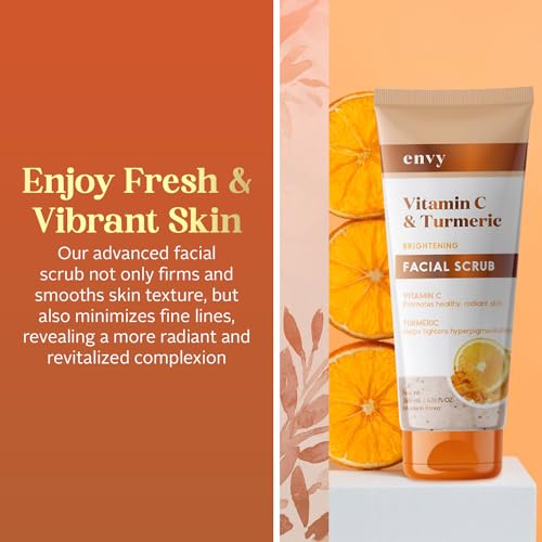 Facial-Scrub-Vitamin-C-Turmeric Envy Vitamin C and Turmeric Face Scrub - Anti Aging Facial Exfoliating Scrub, Clears Blackheads Improve Dark Spots & Acne - Korean Skin Care - All Skin Type - Vegan, Cruelty Free - 200ML / 6.76Oz - Image 3