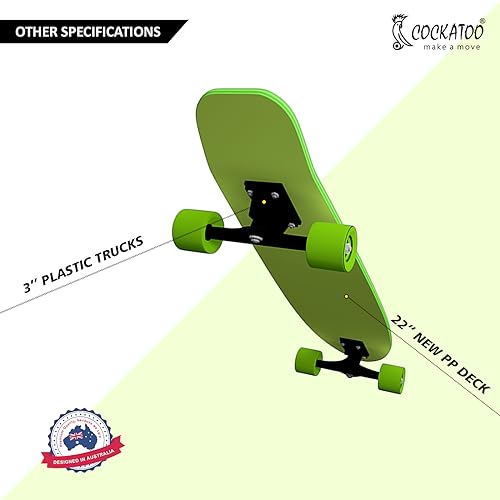 Cockatoo PVC Skateboard | Penny Skateboard| Casterboard| Anti-Skid Board with 608Z Bearings |(22 x 6 Inch)