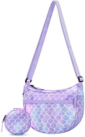 Choco Mocha Girls Crossbody Purse for Kids, Mermaid Purse for Girls, Christmas Gift for Kids Girls, Purple