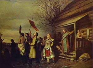 Peinture à l'huile Easter Procession in A Village 1861 Vasily Perov Tableau Toile 30x36 Pouces