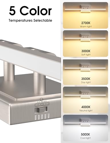 Image of VOLISUN Modern Bathroom Vanity Light 39.4 inch, Rotatable, 24W Dimmable 5CCT Led Bathroom Light Fixture Over Mirror, Brushed Nickel Bar Vanity Light for Bathroom Mirror Cabinets-ETL Certificated