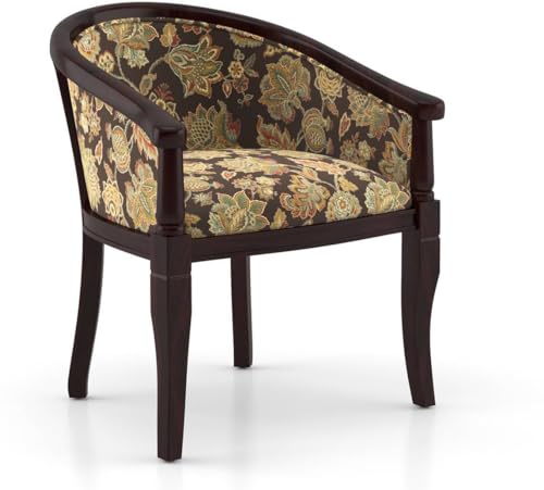 Image of Solid Sheesham Wood Chair Single Seater Sofa Chair for Living Room,Bedroom,Outdoor & Indoor - Walnut & Chintz Floral