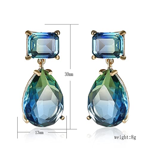 Waterdrop Dangle Stud Earrings For Women Girls Blue Diamond Crystal Cz Teardrop Dangling Drop Earrings Wedding Studs Statement Earrings Fashion Jewelry Gifts For Mother's Day #TOP5