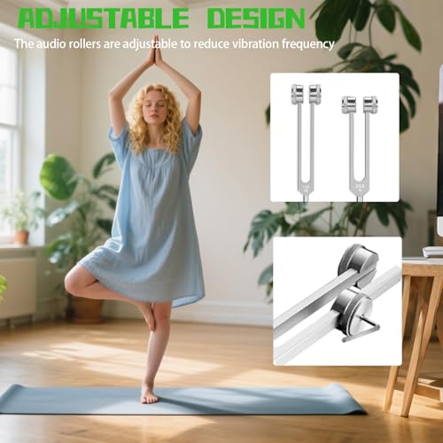 Tuning Forks for Healing Set, Includes 128Hz, 256Hz, 512Hz Tuning Forks with Reflex Hammer & Velvet Pouch, Yoga and Meditation Accessories for Healing, Sound Therapy, Instrument Tuning