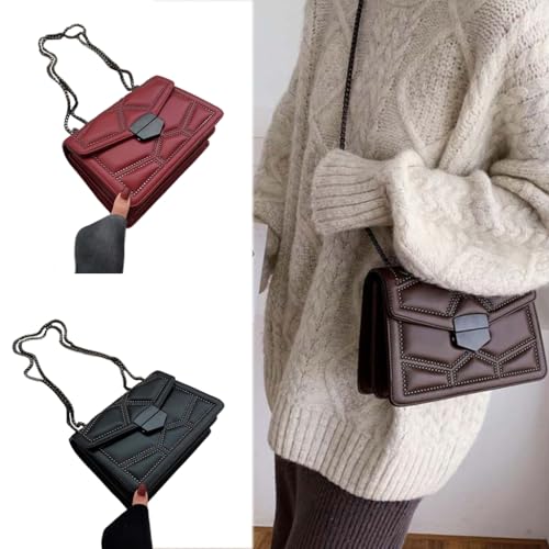 Women's Shoulder Bag Rivet Chain Detailing Crossbody Bag2
