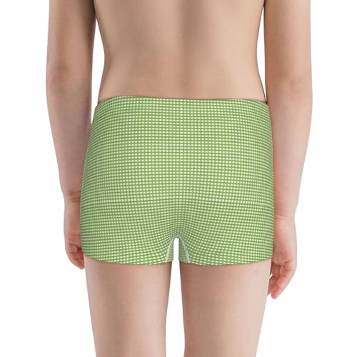 Boys' Cotton Boxer Brief Soft Underwear-Green Gingham3