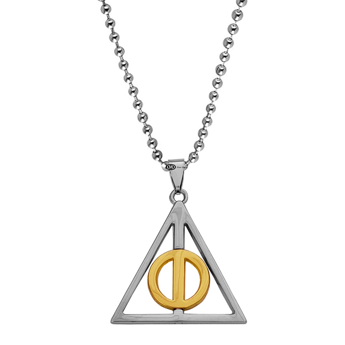 Rock Star Jewelry Rotational Triangle Locket Pendant Gold & Silver Stainless Steel,Metal Triangle Pendant Necklace Chain for Men and Women