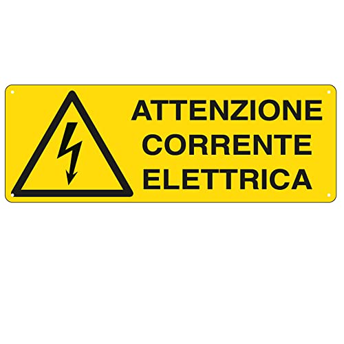 Cartello Alluminio 35X12,5Cm 'Attenzione Corrente Elettrica' Cartelli Segnalatori