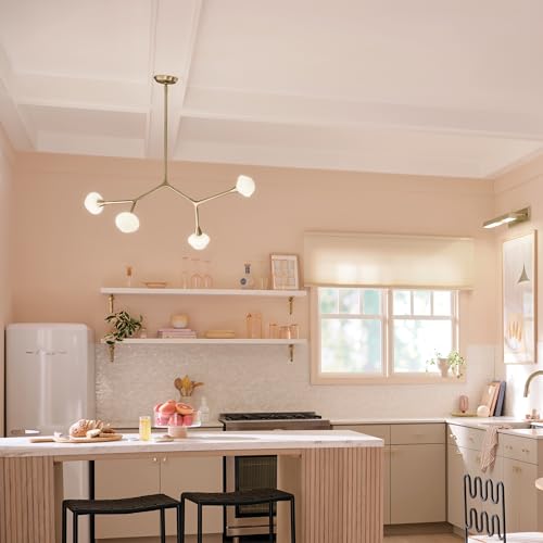 Kichler Cassius 4-Light Convertible Chandelier, Soft Modern Light with Opal Glass in Champagne Bronze, Sloped Ceiling Compatible, Dining Room (19.75" x 5.25" x 39.5"), 52762CPZ by Kichler - Image 6