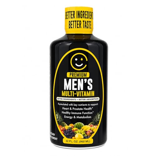 HappySupp Liquid Multivitamin for Men | Premium | Sugar Free | 100+ Vitamins Minerals & Amino Acids to Support Muscle Heart Brain Health & Energy | 98% Absorption Rate | Non-GMO | 32 Serv