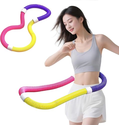 フラフープダイエット用 1kg ダイエット フラフープ ソフトタイプ 鋼製スプリング構造 PVC素材 折りたたみ式 静音設計 ウエスト 背中 脚 胸 エクササイズ シェイプアップ 男女兼用 室内/公園用 (ブルー+ピンク+グレー)