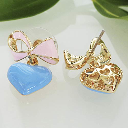 Navachi 18k Gold Plated Bow Heart Colorful Candy Enamel Womens Fashion Elegant Stud Earrings4