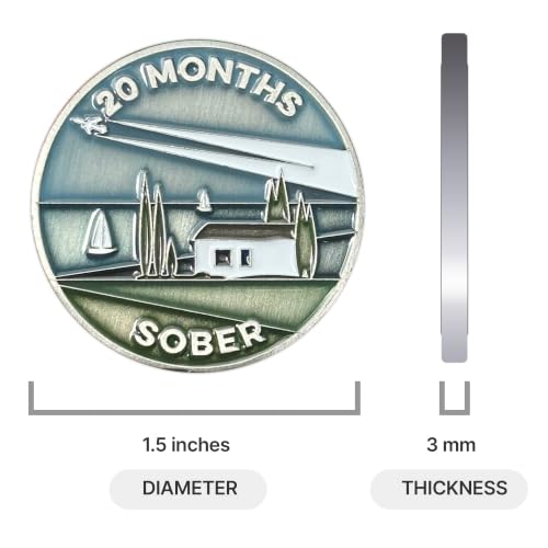Image of The Achieve Mint 20 Months Sober Token | 20 Months Sobriety Chip | Non-AA, Non-Religious Medallion for Men and Women Celebrating Sobriety