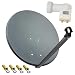 Produktbild PremiumX Satelliten-Komplettanlage 80cm Satellitenschüssel Anthrazit TV Satellitenantenne SAT Twin LNB 4X F-Stecker 2 Teilnehmer