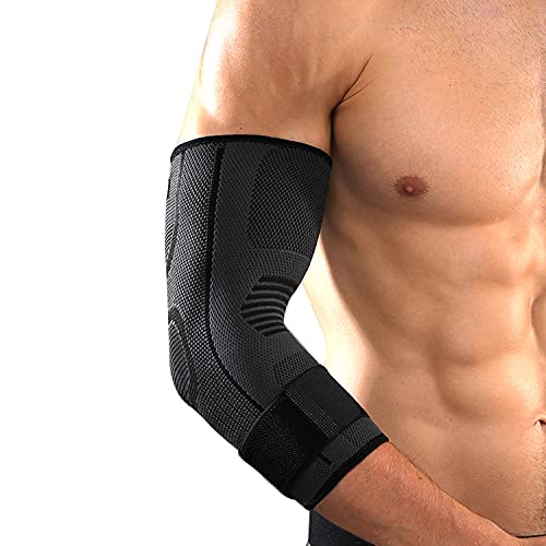 Spotbrace Elbow Brace Support With Strap 2 Pack,Compression Sleeve Arm Support Adjustable For Women And Men For Running,Workout,Basketball,Golf,Tennis,Weightlifting,Pain Relief,Tendonitis, Arthritis(L) #TOP1
