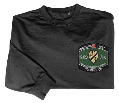 173rd aviation assault helicopter company robin hoods embroidered shirt Black2