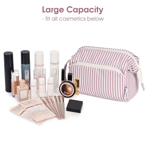 Image of Narwey Travel Makeup Bag Toiletry Bag, Wide Open Cosmetic Bag for Women