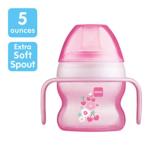 Mam Starter Cup (1 Count), Mam Polypropylene, Sippy Cup, Drinking Cup With Extra-Soft Spill-Free Spout And Non-Slip Handles, For Girls 4+ Months, Five Ounces, Pink #TOP1
