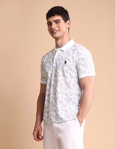 Image of U.S. Polo ASSN. Printed Polo T Shirts for Men - 100% Cotton, Half Sleeves Mens Tshirt