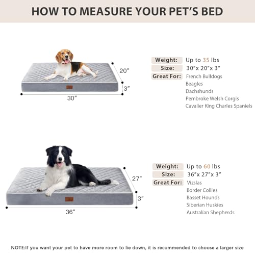 Image of WNPETHOME Polyester, Orthopedic Dog Beds For Medium Dogs, Large Waterproof Dog Bed With Removable Washable Cover Egg Crate Foam Pet Bed Mat, Multi-Needle Quilting Medium Dog Bed