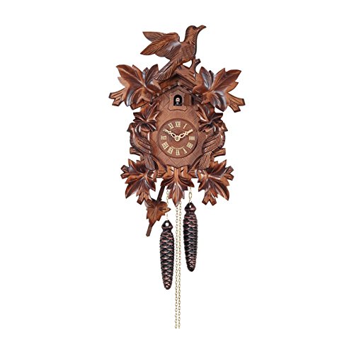 River City Clocks One Day Cuckoo Clock with Seven Hand Carved Leaves and Three Birds
