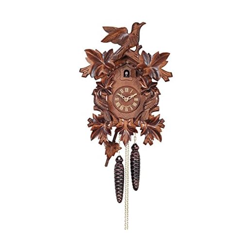 River City Clocks One Day Cuckoo Clock with Seven Hand Carved Leaves and Three Birds