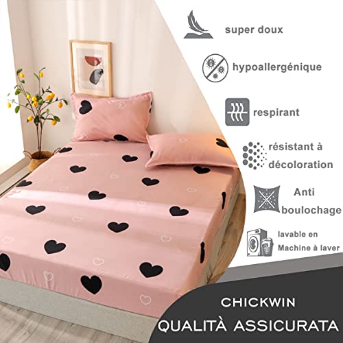 Chickwin Spannbettlaken 90x200cm Kinder Matratzenschoner, Rosa Liebesmuster Mädchen Bettlaken für Einzelbett Boxspringbett - 100% Mikrofaser Spannbetttuch Geeignet für bis 25-30 cm Matraze - Image 6