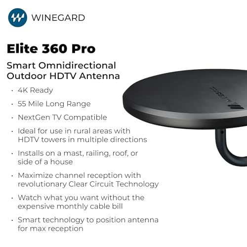 Image of Winegard Elite 360 Pro Amplified Omnidirectional HDTV Antenna + Integrated Channel Finder