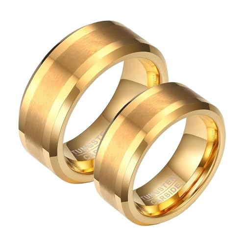 Set bague couple mariage tungstène mat brossé bague fiancaille